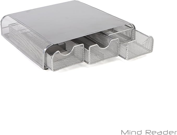 Mind Reader Perch Monitor Stand Desk Organizer, Silver Metal Mesh (Pack of 2)