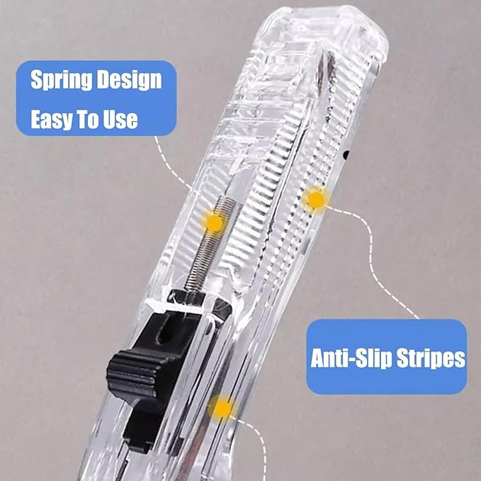 Portable Binder Clip Stapler, Includes 100 Reusable Clips, Handheld Paper Clam Clip Dispenser Large Size, Mini Push Stapler Clamp Staplers for Desktop Document Home School Desk Office(White*2)