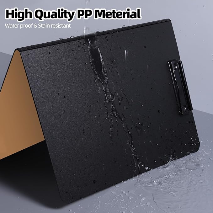 Clipboard Folder, 2 Pcs A4 Foldable Clipboard with Horizontal and Vertical Double Metal Clips, 360 Degree Foldable Binder Clipboards with Pen Holder, File Cover Work Folder Clipboards, Orange