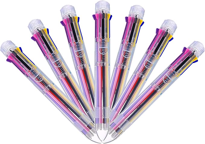 HeTaoCat Multicolor Pens 3 Pack 8 Colors Retractable Ballpoint Pen 0.5mm 8 in 1 Ballpoint Pensfor Office Supplies (8 in 1)