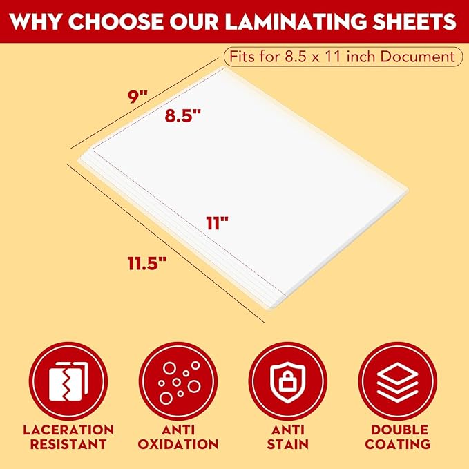CAREGY Thermal Laminating Pouches, 520 Pack 3 Mil, 9 x 11.5 Inches Laminating Sheets Paper for Laminator, Clear, Letter Size, Office and School Supplies