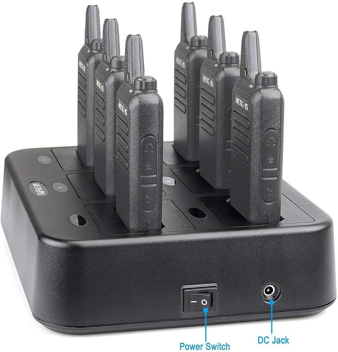 Retevis RT22 Six Way Charger, Walkie Talkie Charger, Multi Unit Charging Station, Compatible with Retevis RT22 RT22S RB19 RB19P RB39 RB39P Two Way Radio(3 Pack)