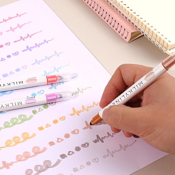 Pastel Highlighters Set, 24 Unique Retro Colors, Highlighters Assorted Colors, Quick Dry Dual tip and Fine Tip No Bleed Highlighter Markers for Bible Journals Planners Books Notes
