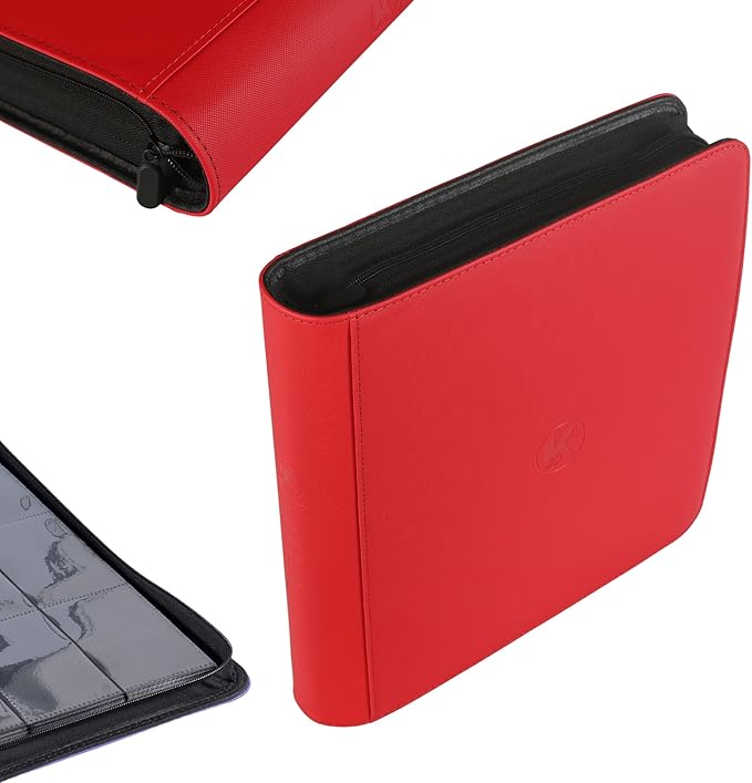 1200+ Pockets Trading Card Binder, 12-Pocket Card Ablum Compatible with lorcana,MTG,Sports Cards & Other Standard Size Trading Card (RED)