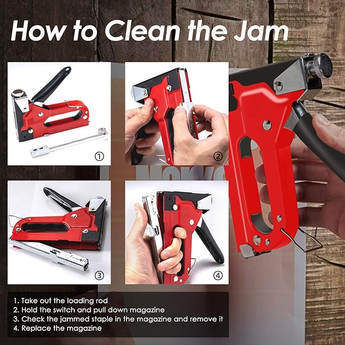 PHITRIC Upholstery Staple Gun Heavy Duty, 4 in 1 Stapler Gun with 6000 Staples, Remover, Manual Brad Nailer Power Adjustment Stapler Gun for Wood, Upholstery, Carpentry, Decoration DIY