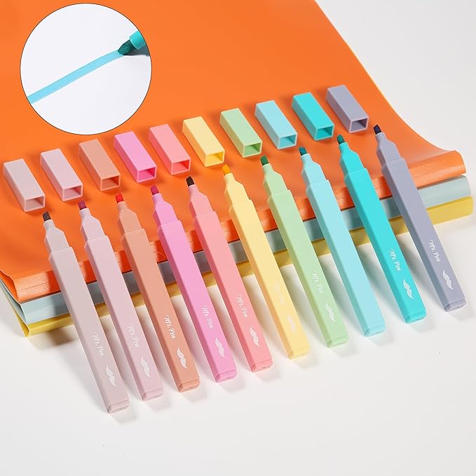 Mr. Pen- Aesthetic Highlighters, 10 pcs, Chisel Tip, Pastel Colors, Cute Highlighters Assorted Colors (Pack of 2)
