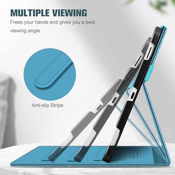 Fintie Case for Samsung Galaxy Tab S10 Lite/ S10 FE/ S9 FE 5G 10.9 Inch/Tab S9 11 Inch with S Pen Holder, Multi-Angle Viewing Protective Cover with Pocket, Auto Sleep/Wake, Glittering Blue