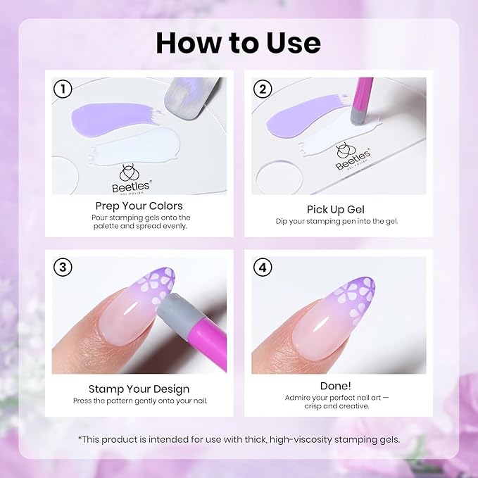 Beetles 10Pcs Nail Art Stamp Pen Set Flower Butterfly Rose Different Patterns Nails Transfer Pen with Clean Up Brush Palette Holder Nail Art Brushes Kit Manicure Design Tools DIY Nails Supplies