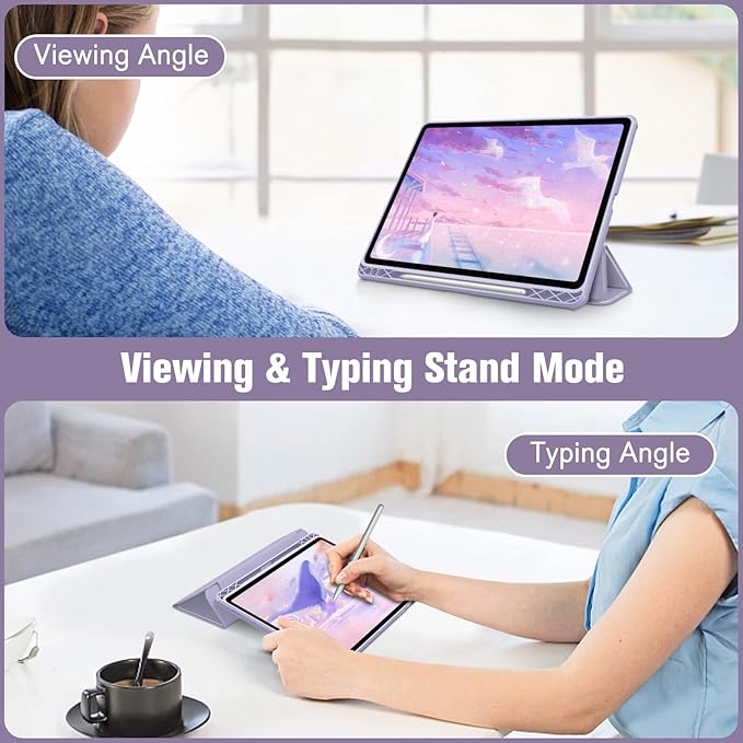 Fintie Hybrid Slim Case for Samsung Galaxy Tab S8/Tab S7 11 Inch (Model SM-X700/X706/T870/T875/T878) with S Pen Holder, Shockproof Cover with Clear Transparent Back Shell, Lilac Purple