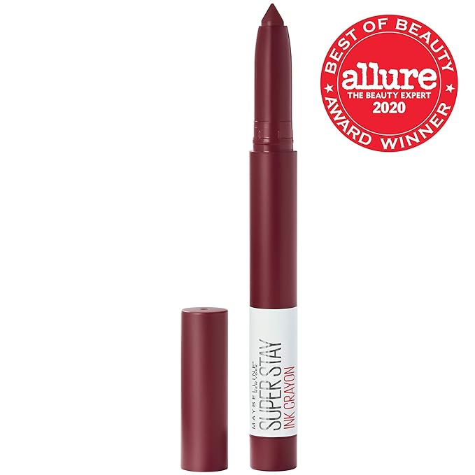 MAYBELLINE Super Stay Ink Crayon Lipstick Makeup, Precision Tip Matte Lip Crayon with Built-in Sharpener, Longwear Up To 8Hrs, Settle For More, Berry Wine Purple, 1 Count
