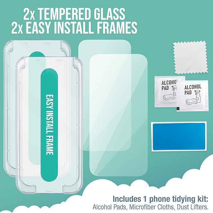 Smartish® iPhone 15 Plus Screen Protector - 2-Pack Tempered Glass Screen Protectors - Tuff Sheet - 9H Easy Install Frame [Scratch Resistant] Case-Friendly- Dynamic Island for Apple iPhone 15 Plus