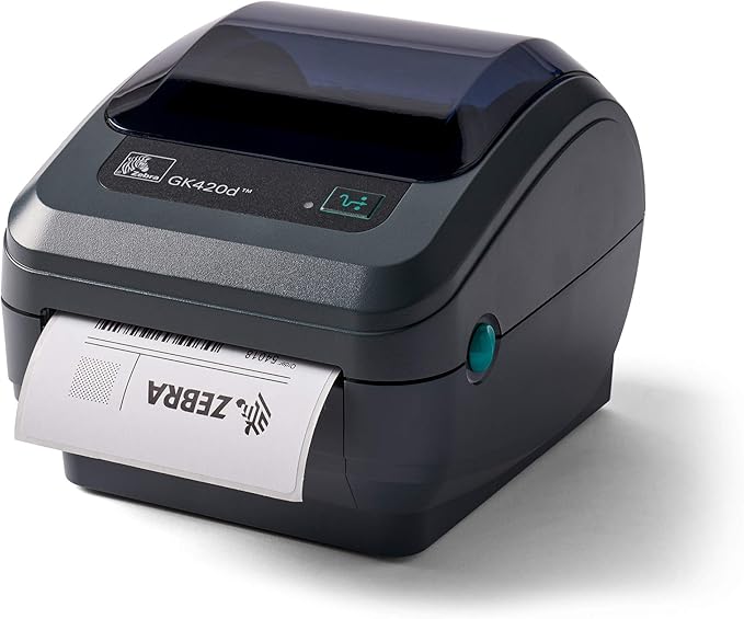 ZEBRA GK420d Direct Thermal Desktop Monochrome Printer Print Width of 4 in USB Serial and Parallel Port Connectivity GK42-202510-000