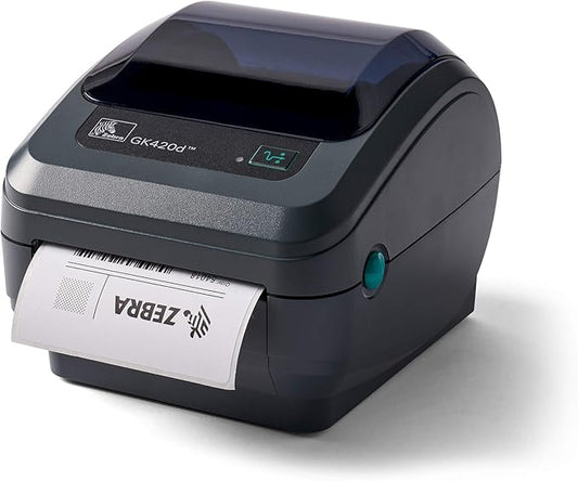 ZEBRA GK420d Direct Thermal Desktop Monochrome Printer Print Width of 4 in USB Serial and Parallel Port Connectivity GK42-202510-000