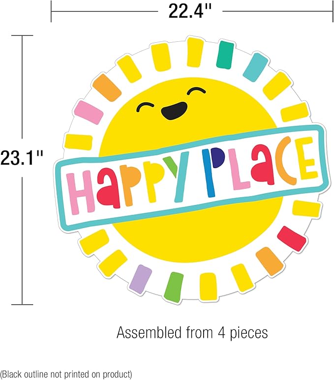 Carson Dellosa This is Our Happy Place Bulletin Board Set, Rainbow Classroom Decorations with Heart and Paper Airplane Bulletin Board Cutouts for Wall Decor, Colorful Classroom Decor (58 pc)