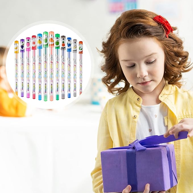 Spakon 36 Pcs Scented Glitter Gel Pens for Kids, Cute Coloring Smooth Writing Gel Pens for Kids Christmas Stocking Stuffers Gifts Arts Crafts Stationary Supplies(Fruit Style)