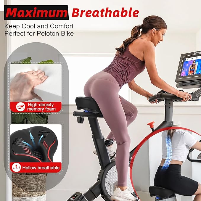 Comfort Bicycle Seat Wide Bike Seat for Men Women with Dual Shock Absorbing Ball Soft Bike Saddle Cushion for Exercise Bikes Mountain Bikes Cruiser Bikes Accessories for Peloton