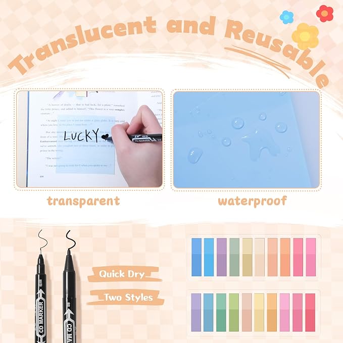 49Pcs Book Annotation Kit - Aesthetic School Supplies with Cute Pen Case Highlighters Gel Pens and Marker, Sheets Transparent Index Tabs Sticky Notes Bible Study Supplies(Dark Blue)