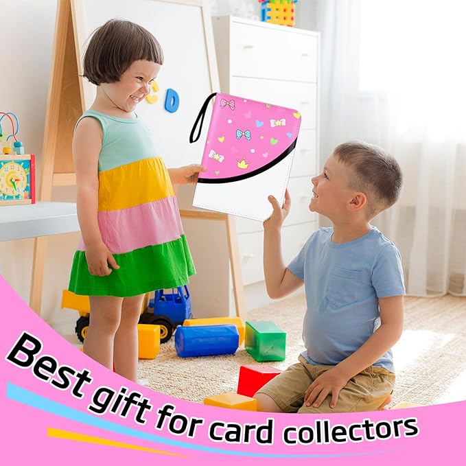 4 Pocket Trading Card Binder, Double Sided Card Album Holder, Premium Zip Trading Card Binder with Stickers, Collector Playing Card Folder