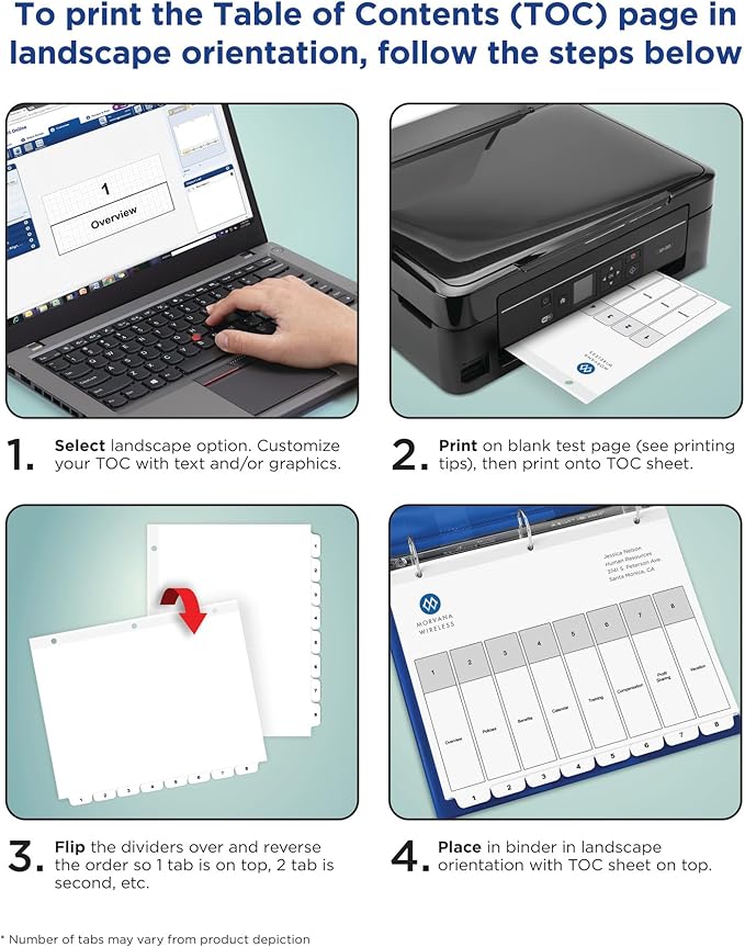 Avery Dividers for 3 Ring Binders, 5 Tabs per Set, Customizable Table of Contents, Classic White Tabs, Great for Organizing Reports, Projects, and More (3 Sets of 11075)