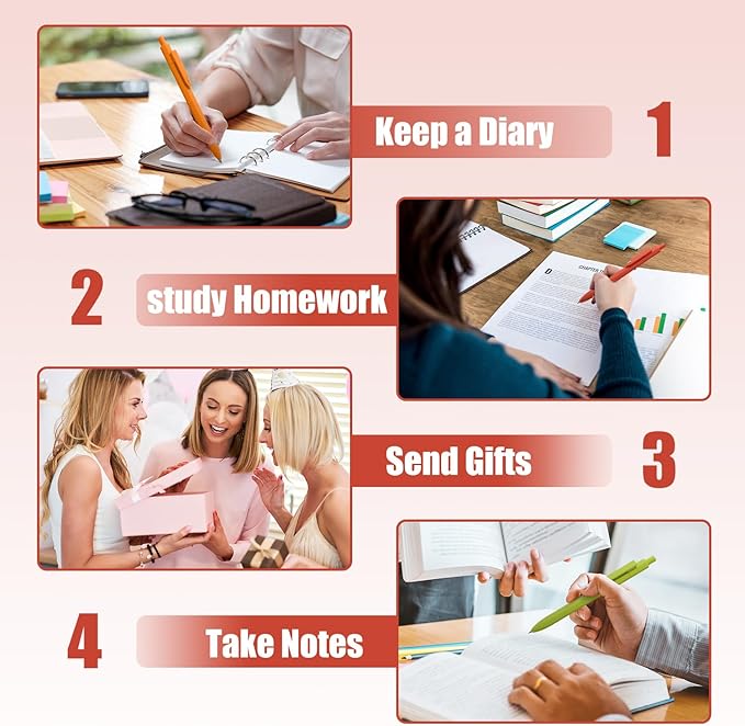 Gel Pens, 8 Pcs 0.5mm Black Ink Pens Fine Point Smooth Writing Pens, High-End Series Pens for Journaling Note Taking, Cute Office School Supplies Gifts for Women Men