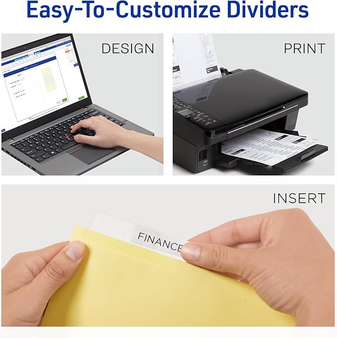 Avery Insertable Dividers for 3 Ring Binder, 5-Tab Set, Clear Big Tabs, Buff Paper with Gold-Reinforced, 24 Sets, Great for Organizing Projects, Reports, Finances, and More (11113)