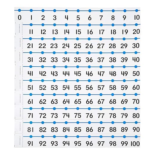 hand2mind -20 to 100 Integer Number Line for Classroom Wall, Math Borders Classroom Bulletin, Number Lines for Students, Teacher Supplies, Number Line with Negative Numbers, Math Posters (12 Sections)