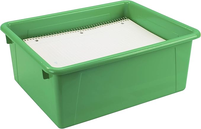 Storex Letter Size Deep Storage Tray – Organizer Bin for Classroom, Office and Home, Green, 5-Pack (62527U05C) , 10 x 13 x 5 Inches