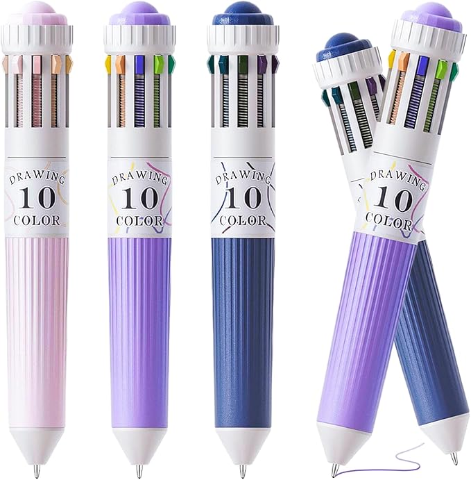3 Pcs Multicolor Pen in one, 10-in-1 Retractable Colored Ballpoint Pens for Office, Back to School Supplies, 30 Colors
