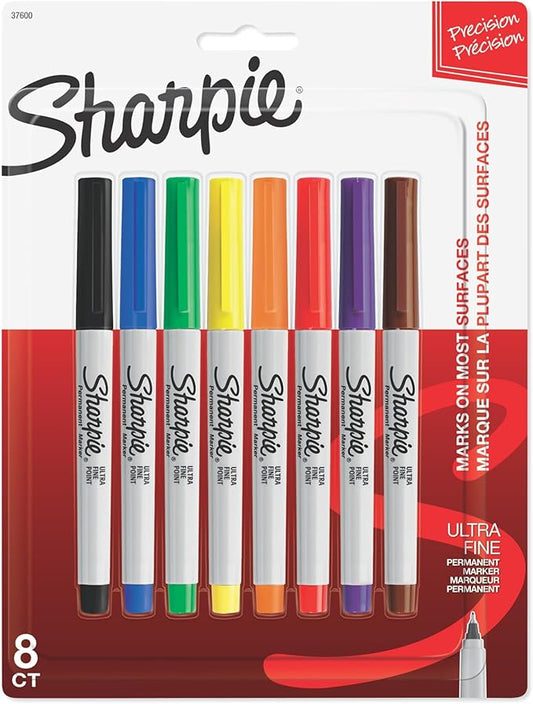 Sharpie 37600PP Permanent Markers, Ultra Fine Point, Classic Colors, 8 Count