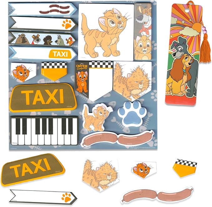 Oliver and Company Sticky Note Set - Bundle with 450 Oliver and Company Sticky Notes for School, Office, Desk, Annotating, More Plus Bookmark | Disney Desk Accessories for Office