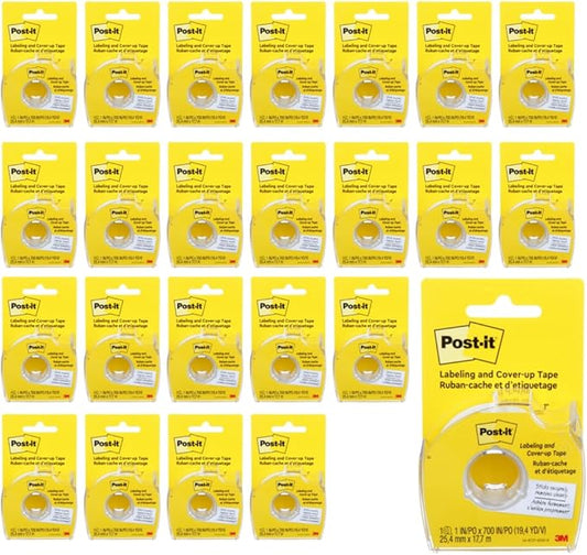 Post-it Labeling and Cover-up Tape 658, 1 in x 700 in (25.4 mm x 17.7 m) - [24 Pack]