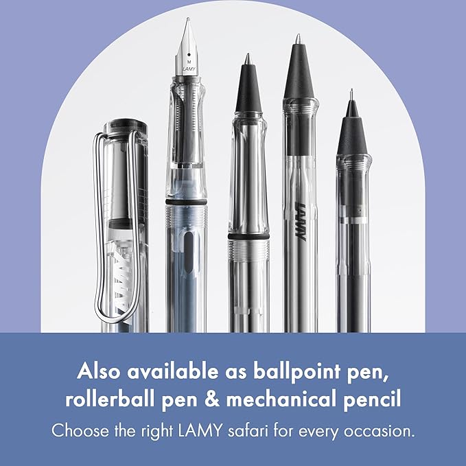 LAMY safari vista - Fountain Pen with ergonomic grip & polished steel nib in size F - ideal for any Writing & Calligraphy - including LAMY T 10 blue cartridge - Right-Handed