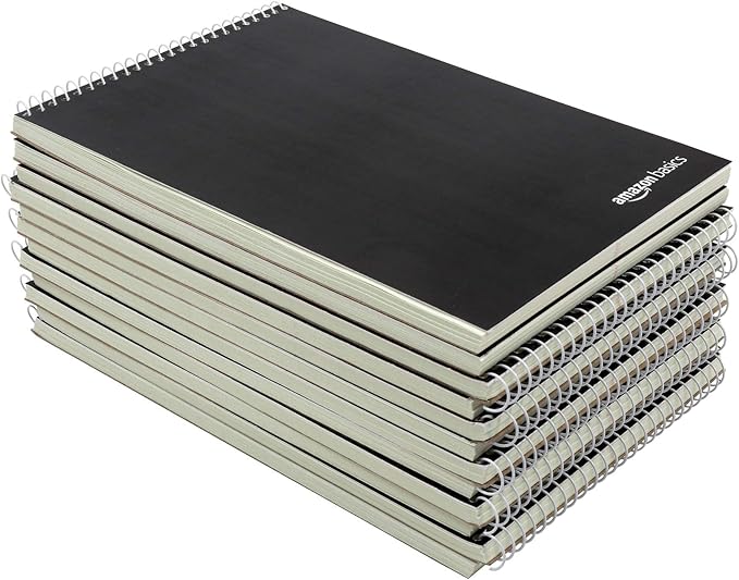 Amazon Basics Steno Notebooks, Gregg Rule, Green Paper for Notes, 80 Sheets, 6" x 9", 12-Pack