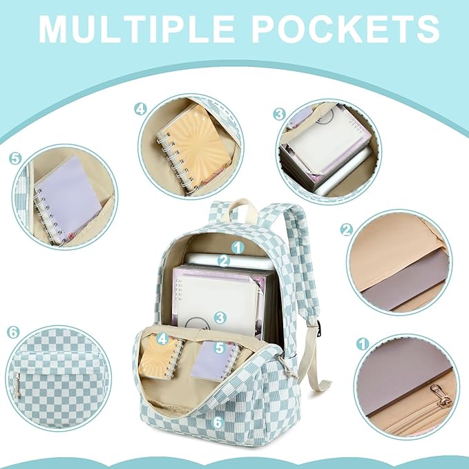 Bluboon School Backpack Set Girls Womens Laptop Bookbag Casual Daypack Fits 15 inch Laptop with Lunch Tote Bag and Pencil Bag
