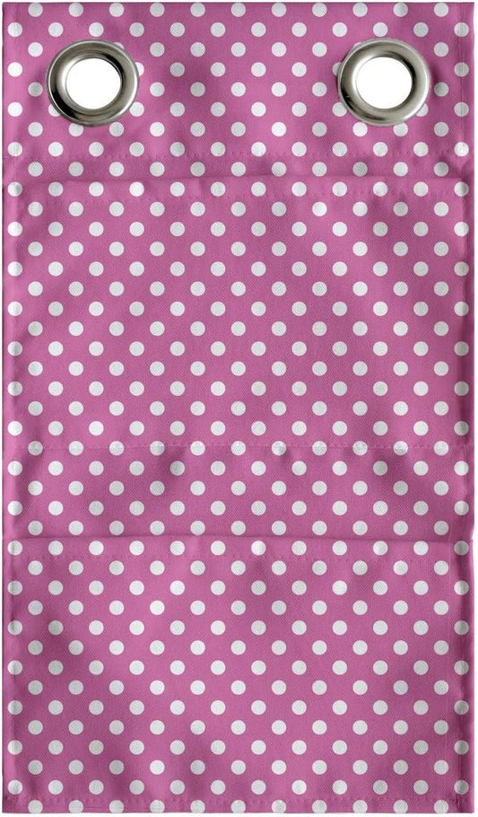 Ambesonne Pink Polka Dots Hanging Pocket Organizer, Rose Background with Mini Geometric Details Adjacently Victorian Design, Printed Polyester Storage Bag with Pockets, 9" x 16", Pink and White