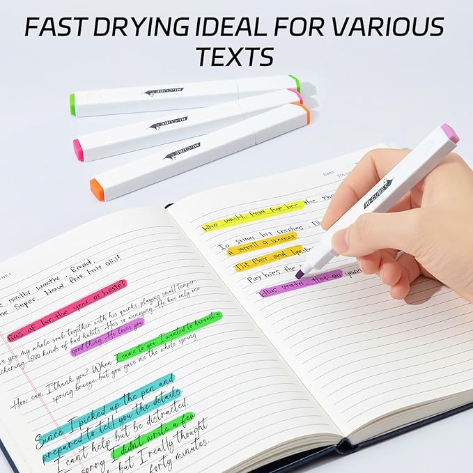 M&G HI-CUBE Highlighters, 6 Pack Fluorescent Colors, Soft-Nib Chisel Tip with Fat Rectangular Barrel Design, No Bleed Highlighters for Journaling, Planners, Study Notes, Writing & School Supplies