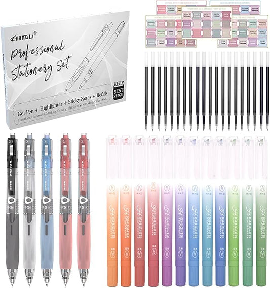 CHANGLi Bible Study Gel Pen Set with Highlighters-3 Black 2 Red Gel Pens, 12 Dual-Tip Pastel Highlighters, 75 Bible Index Tabs&20 Refills-No Bleed, Smooth Writing-Perfect Christian Gift for Journaling