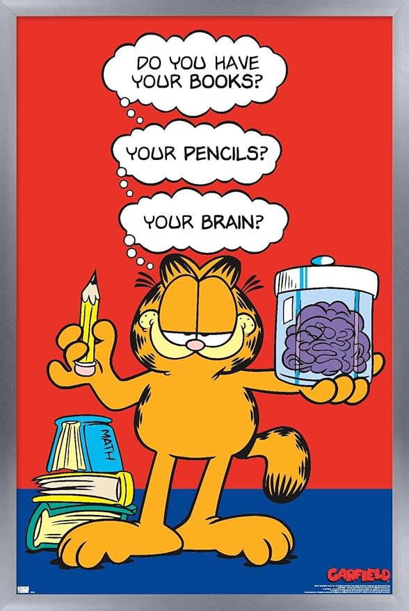 Garfield - Brain Wall Poster, 22.4L" x 14.7W", Silver Framed Version