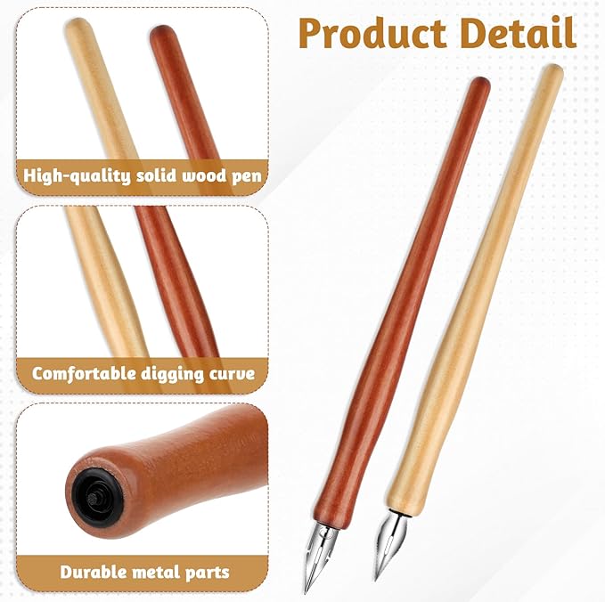 12 PCS Oblique Calligraphy Dip Pen Set Dip Pens Nib Speedball Pens Include Calligraphy Oblique Pen Holder or Straight Holder Replacement Nibs for Painting Signing Writing Present