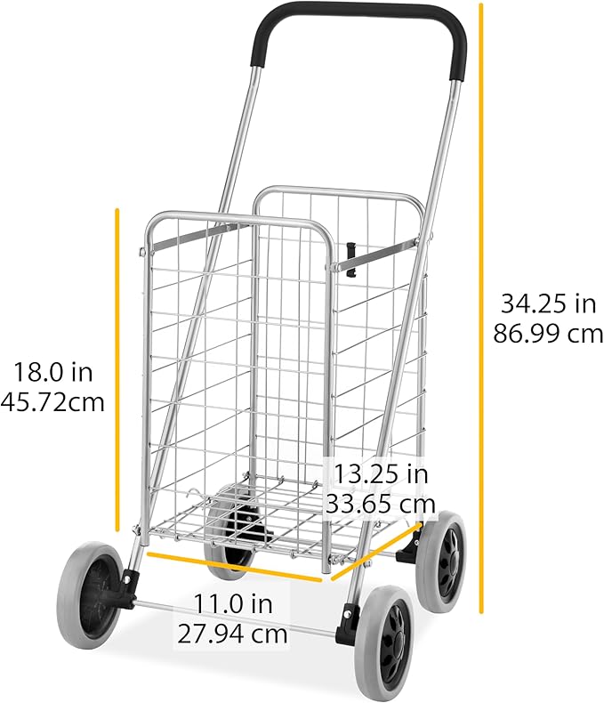 Whitmor Utility Shopping Cart - Durable Folding Design for Easy Storage, Model Number: 6250-4997-2-SIOCA