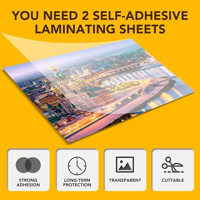 140 PCS Self-Adhesive Laminating Sheets, 9 x 12 Inches Self Adhesive Contact Paper, No Heat No Machine Needed Self Sealing Laminate Sheets