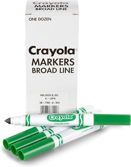 Crayola Broad Line Markers - Green (12ct), Markers for Kids, Bulk School Supplies for Teachers, Nontoxic, Marker Refill with Reusable Box