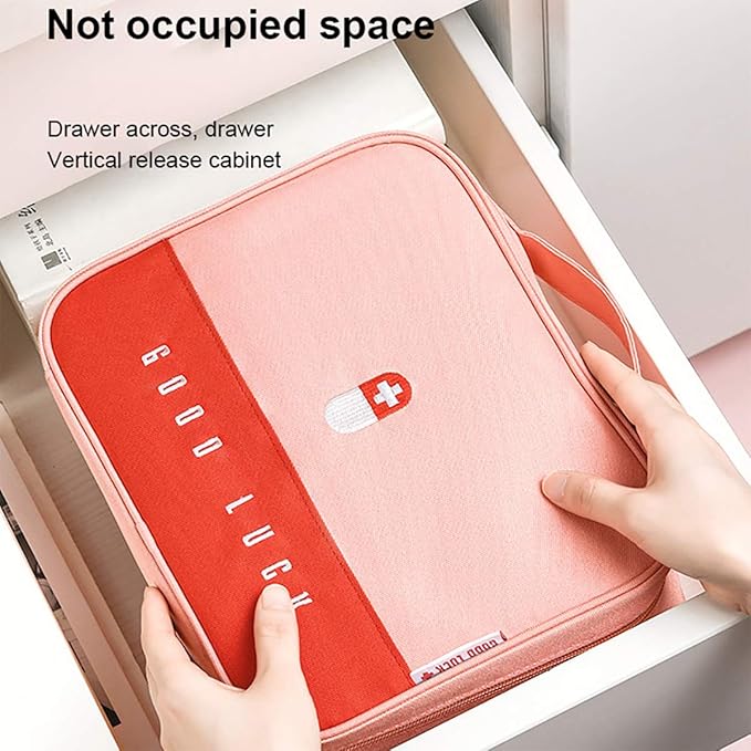 paerma Empty First Aid Bags Travel Medical Supplies Insulated Medicine Bag Convenient Safety Kit Suit for Family Outdoors Hiking Camping Car Office Workplace,Pink