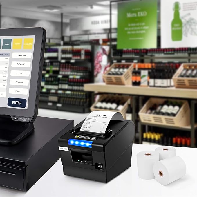 MUNBYN Thermal Paper 3 1/8 x 230ft, 10 Rolls Receipt Paper Work for Star Micronics TSP100 TSP143 Epson 80mm Receipt Printer Square POS Register, 80mm Thermal Receipt Papers, BPA Free, Plus Version