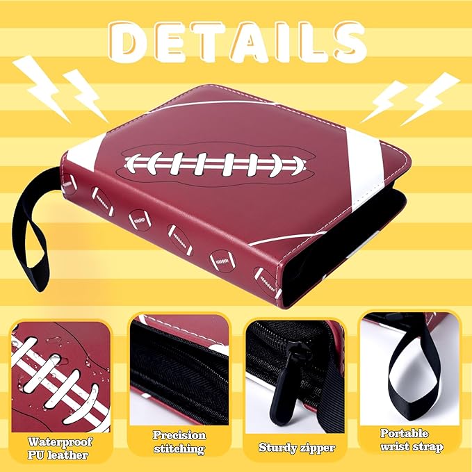 4 Pocket Trading Card Binder,400 Pockets Trading Card Collection Book with Sleevese,3-ring Zipper Sports Card Album with 50 Removable Double-Sided Card Holder (Brown)