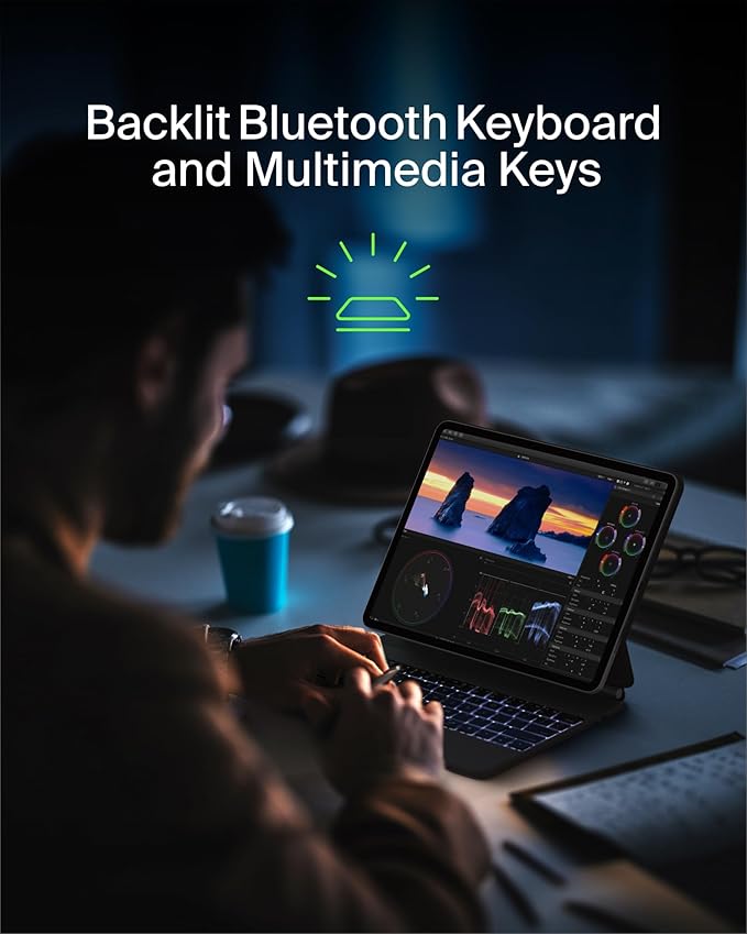 Belkin Pro Keyboard Case w/Magnetic Stand, Backlit Bluetooth Keyboard, Multi-Gesture Controls, Magnetic Apple Pencil Storage Compatibility, & Multimedia Keys for iPad Pro 13" (M4/M5) - Black