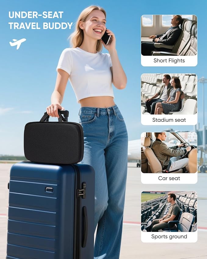 Sino Selected Ergo-Gel Airplane Seat Cushion, Gel-Infused Memory Foam Seat Cushion, Foldable Chair Cushions for Office, Car, Travel, Ergonomic Support & Cooling Design, All-Day Portable Comfort
