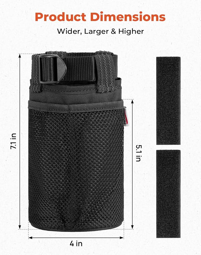 KEMIMOTO 2 Pack Cup Holder, Roll Bar Cup Holder for UTVs Wheelchair Scooter Walker Rollator Bike Golf Cart Boat with Mesh Pockets and Sticky Straps