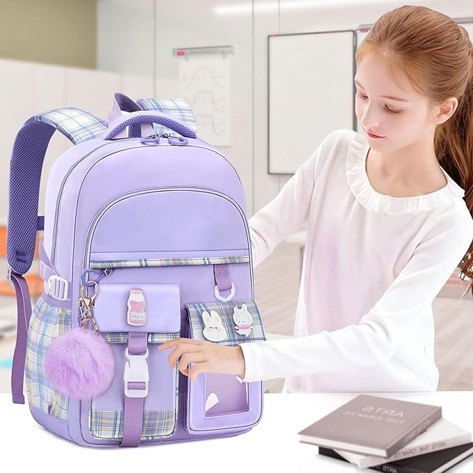 Kids Backpacks for Girls - Cute Girls Backpack for Elementary, Middle and High School Students - 18" Large Capacity School Bookbag with Multiple Pockets