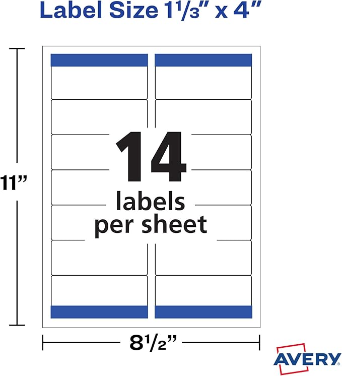 Avery Printable Easy Peel Address Labels, 1-1/3" x 4", Sure Feed, White, 2 Pack, 700 Labels Total (5642)